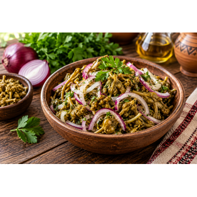 Jonjoli mit Zwiebeln – Georgische Spezialität (ჯონჯოლი ხახვით) - Jonjoli mit Zwiebeln – Georgische Spezialität (ჯონჯოლი ხახვით)